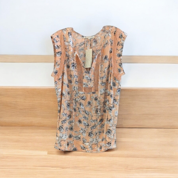 Blush patterned NWT XL Daniel Rainn sleeveless top with beautiful detailing - Picture 1 of 5
